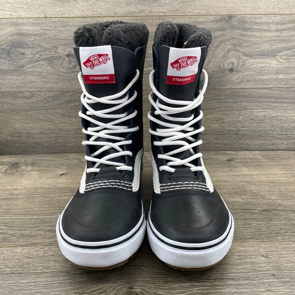 Vans Standard Snow MTE Men 10 Black White Leather Winter Snow Boots Duck Boot